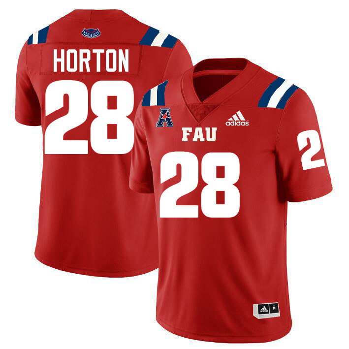 #28 Zyere Horton FAU Jersey,Florida Atlantic Owls Football Jersey,Uniforms,Gears-Red #28 Zyere Horton FAU Jersey,Florida Atlantic Owls Football Jersey,Uniforms,Gears-Red